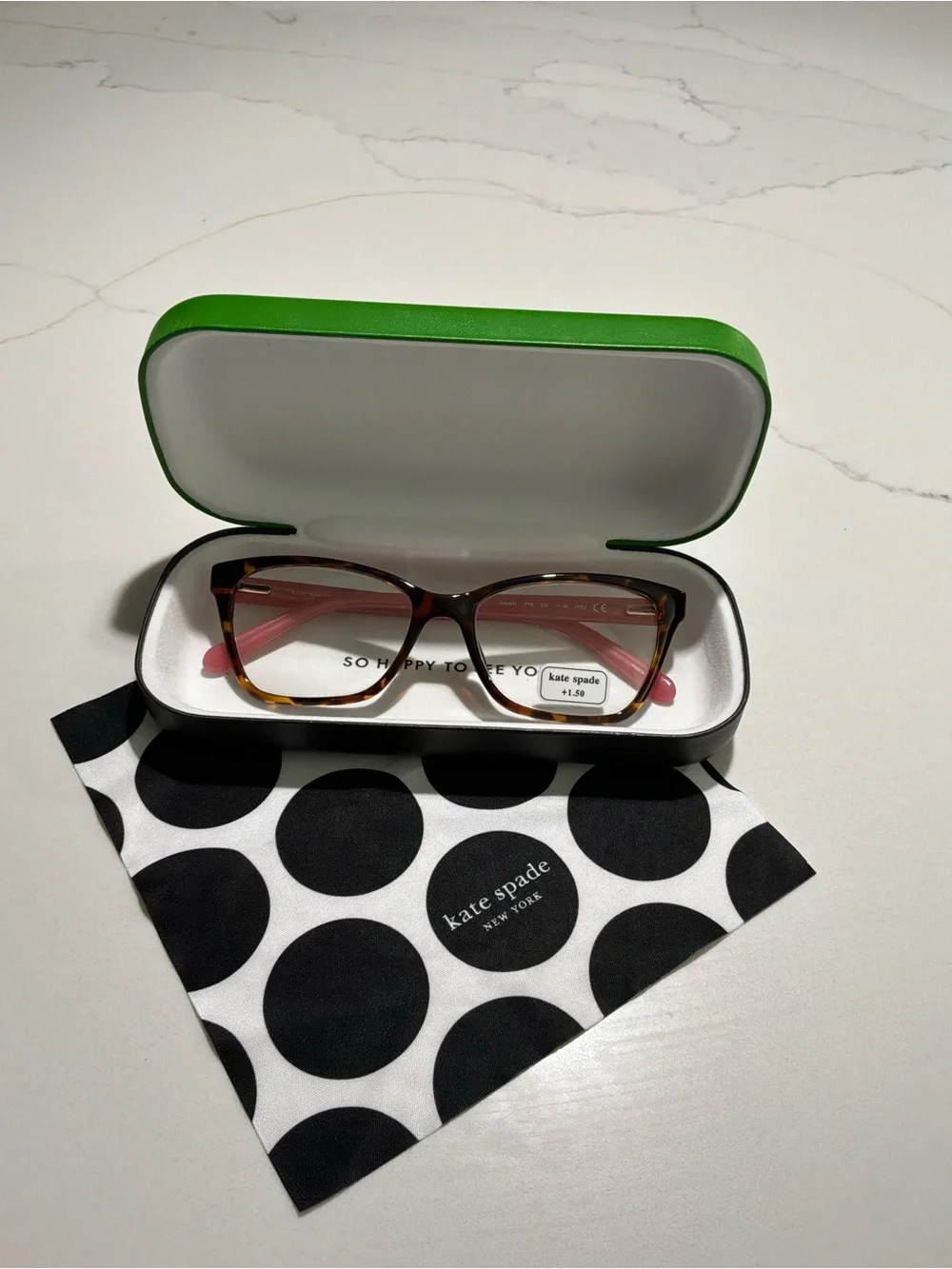 kate spade Tortoise Frame with Pink Temples Women's Glasses